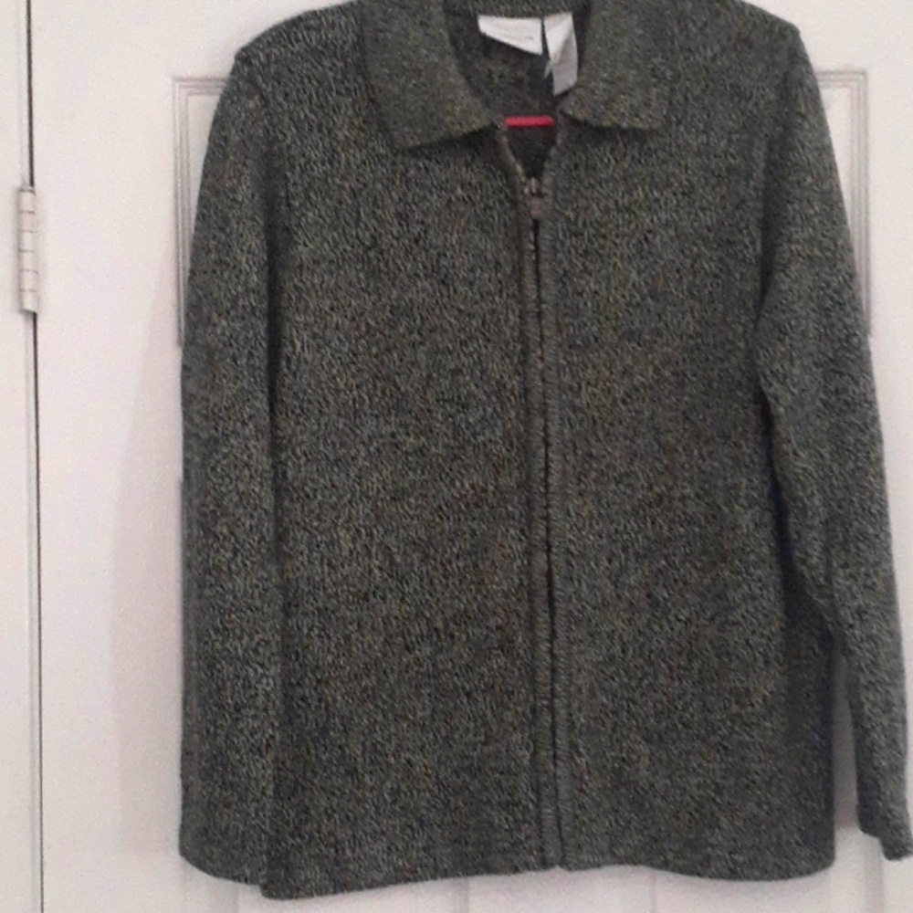 Medium green,gray, touch of blue sweater